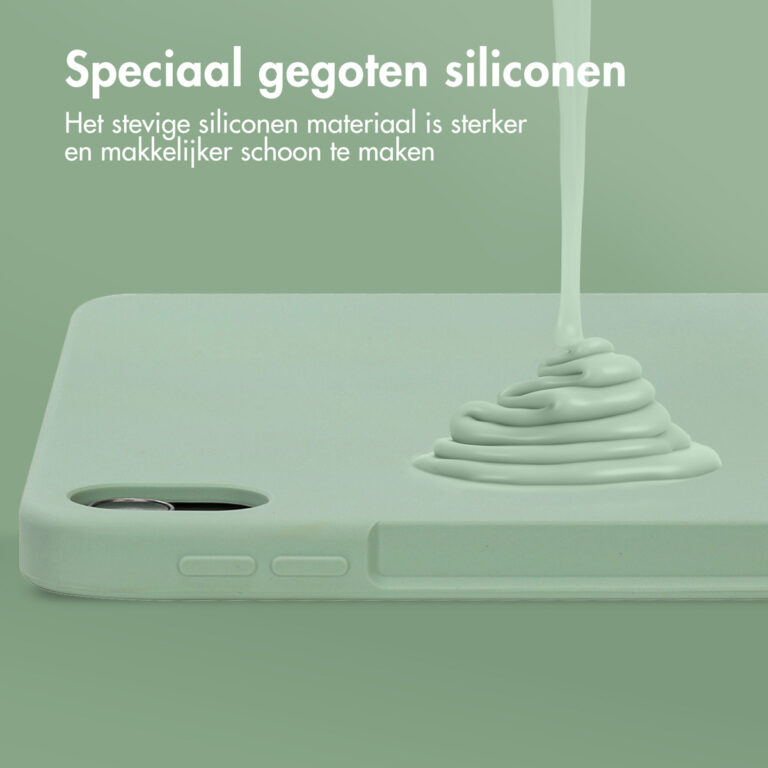 Accezz Liquid Silicone Backcover met penhouder Apple iPad Air 11 inch (2025) M3 / (2024) M2 / Air 5 (2022) / Air 4 (2020) - Lichtgroen - Afbeelding 7