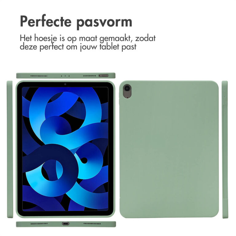 Accezz Liquid Silicone Backcover met penhouder Apple iPad Air 11 inch (2025) M3 / (2024) M2 / Air 5 (2022) / Air 4 (2020) - Lichtgroen - Afbeelding 5