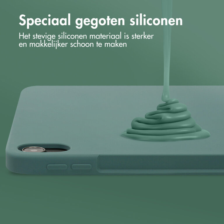 Accezz Liquid Silicone Backcover met penhouder Apple iPad Air 11 inch (2025) M3 / (2024) M2 / Air 5 (2022) / Air 4 (2020) - Donkergroen - Afbeelding 7
