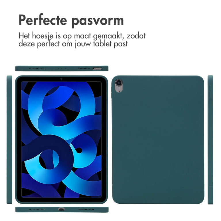 Accezz Liquid Silicone Backcover met penhouder Apple iPad Air 11 inch (2025) M3 / (2024) M2 / Air 5 (2022) / Air 4 (2020) - Donkergroen - Afbeelding 5