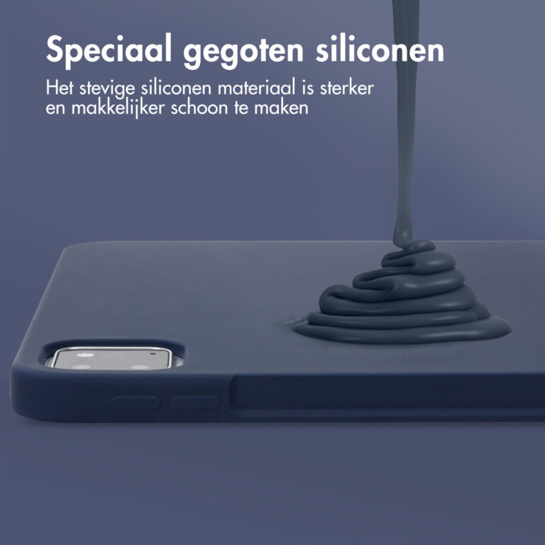 Accezz Liquid Silicone Backcover met penhouder Apple iPad Pro 11 (2022 / 2021 / 2020 / 2018) - Donkerblauw - Afbeelding 10