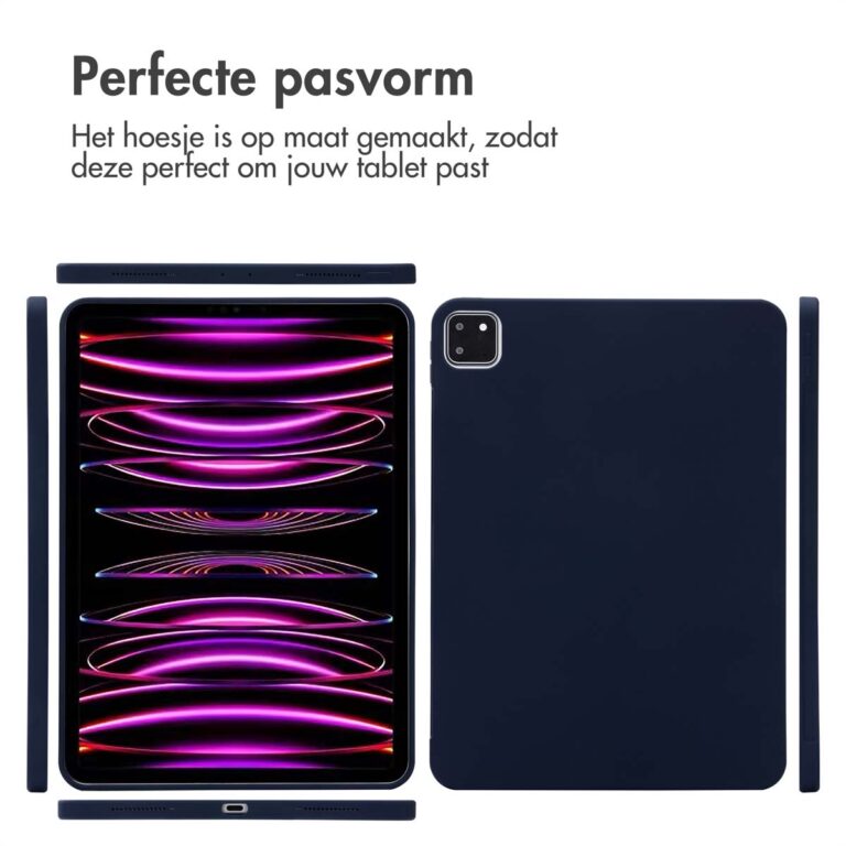 Accezz Liquid Silicone Backcover met penhouder Apple iPad Pro 11 (2022 / 2021 / 2020 / 2018) - Donkerblauw - Afbeelding 8
