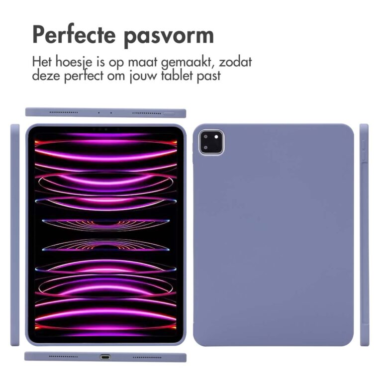 Accezz Liquid Silicone Backcover met penhouder Apple iPad Pro 11 (2022 / 2021 / 2020 / 2018) - Lila - Afbeelding 8