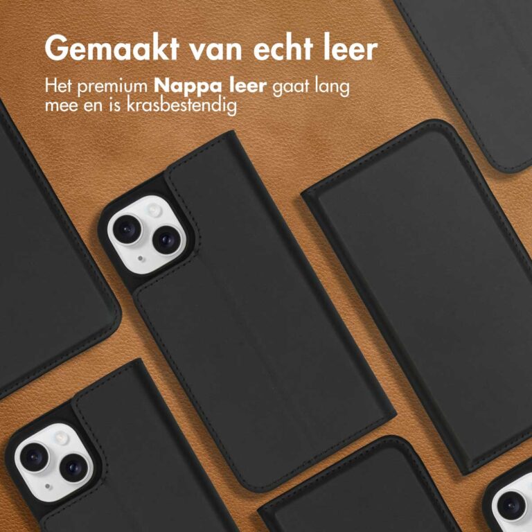 Accezz Premium Leather Slim Bookcase Apple iPhone 15 - Zwart - Afbeelding 6