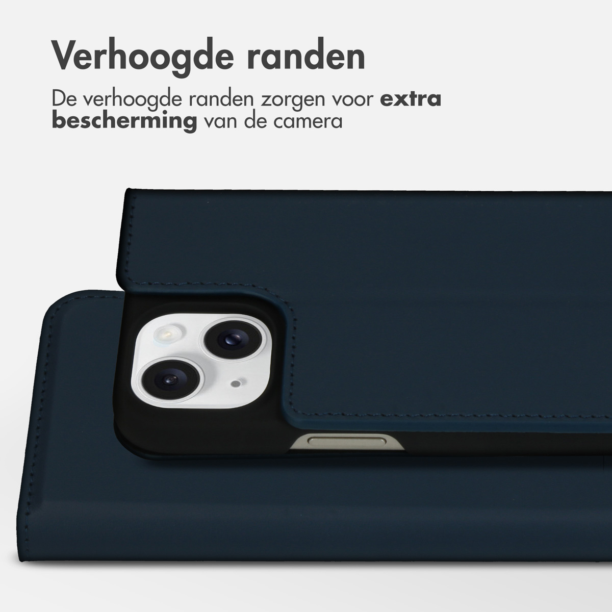 Accezz Premium Leather Slim Bookcase Apple iPhone 15 - Donkerblauw - Afbeelding 5