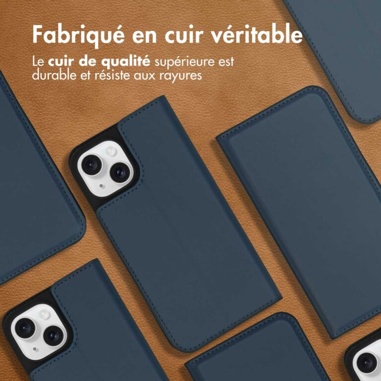 Accezz Premium Leather Slim Bookcase Apple iPhone 15 - Donkerblauw - Afbeelding 7