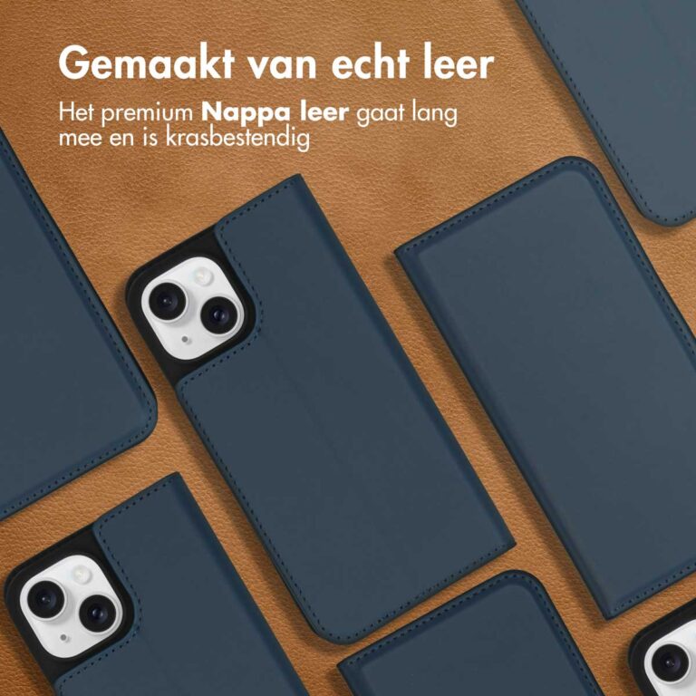 Accezz Premium Leather Slim Bookcase Apple iPhone 15 - Donkerblauw - Afbeelding 3