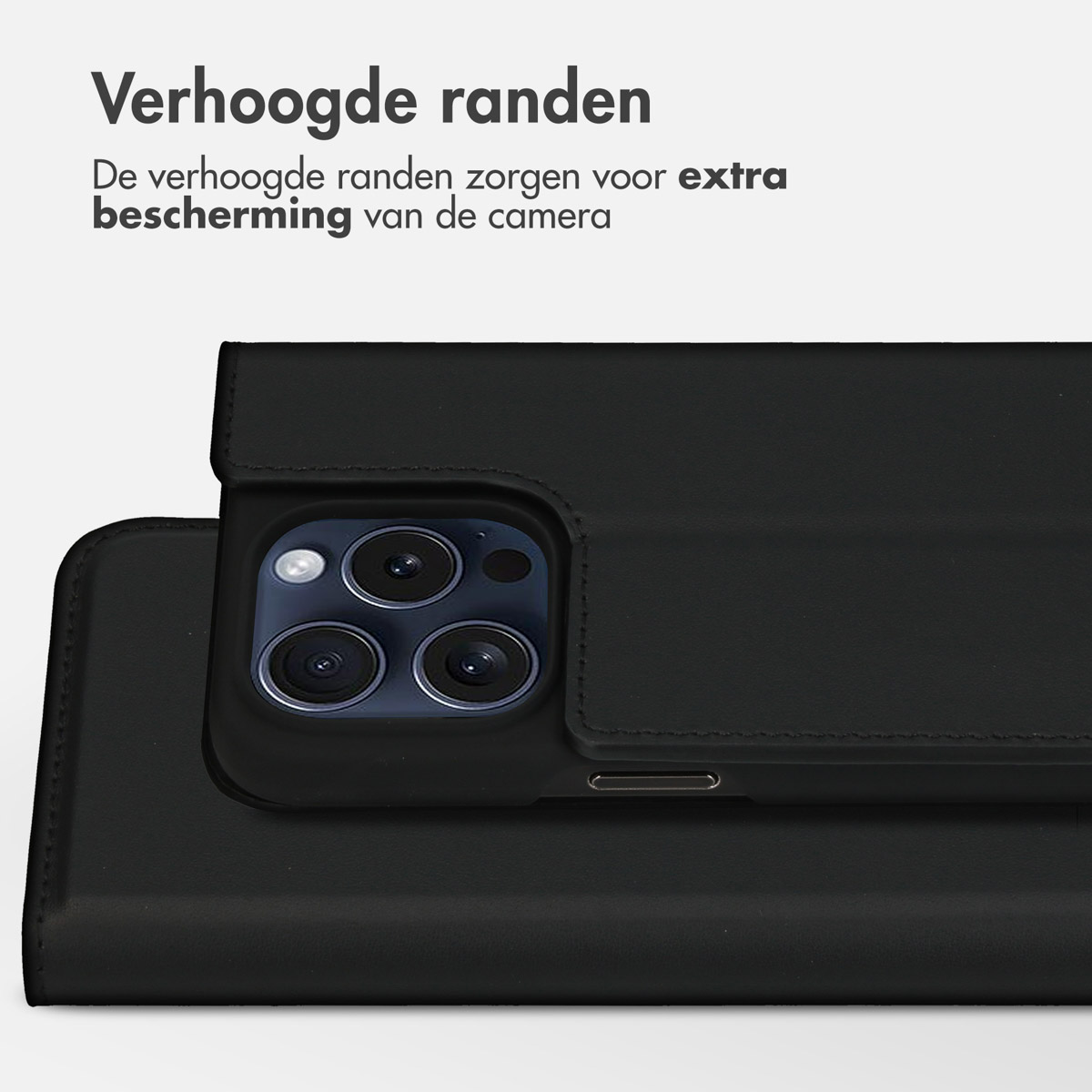 Accezz Premium Leather Slim Bookcase Apple iPhone 15 Pro - Zwart - Afbeelding 7