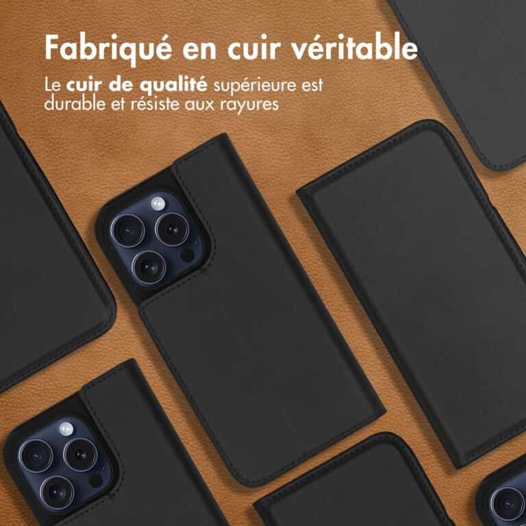 Accezz Premium Leather Slim Bookcase Apple iPhone 15 Pro - Zwart - Afbeelding 10