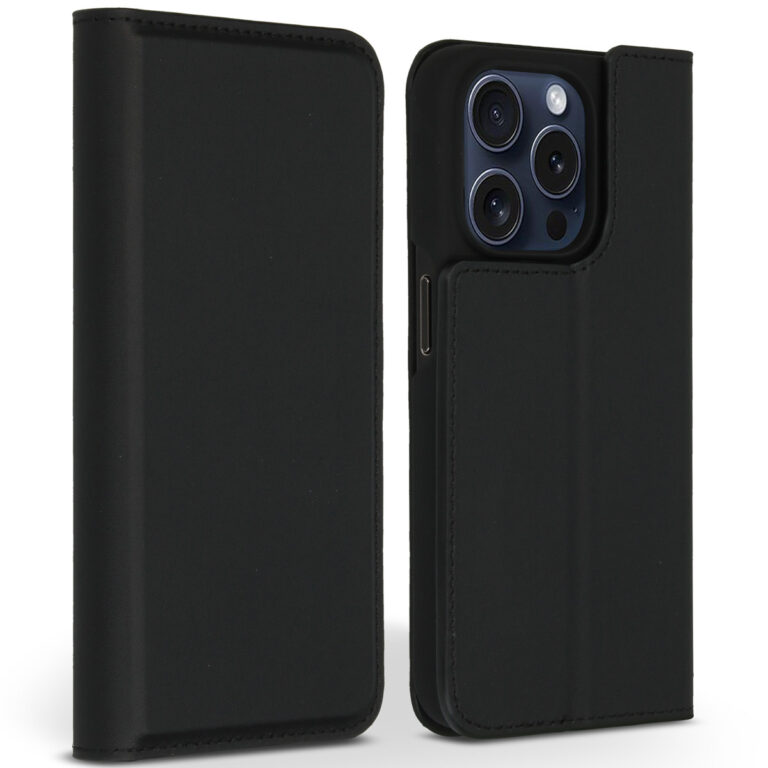 Accezz Premium Leather Slim Bookcase Apple iPhone 15 Pro - Zwart - Afbeelding 5