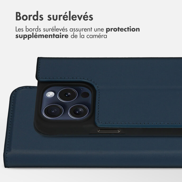 Accezz Premium Leather Slim Bookcase Apple iPhone 15 Pro - Donkerblauw - Afbeelding 9