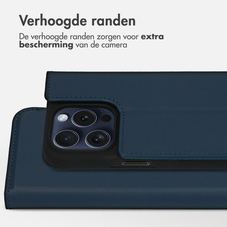 Accezz Premium Leather Slim Bookcase Apple iPhone 15 Pro - Donkerblauw - Afbeelding 5