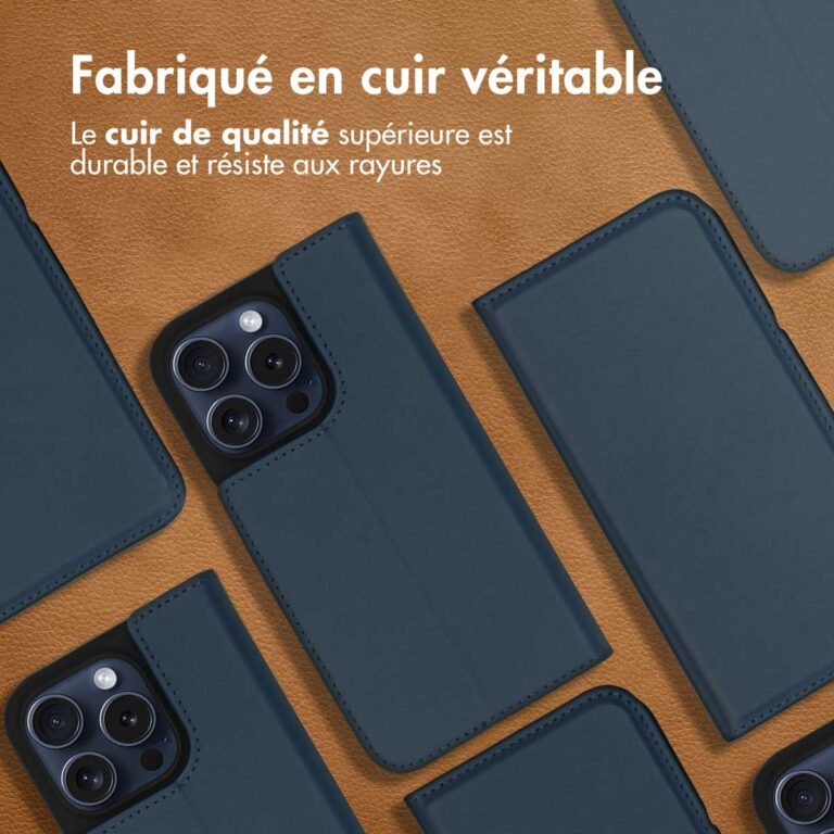 Accezz Premium Leather Slim Bookcase Apple iPhone 15 Pro - Donkerblauw - Afbeelding 7