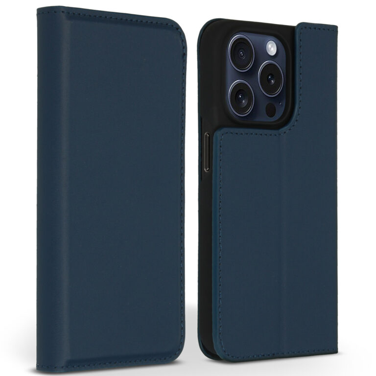 Accezz Premium Leather Slim Bookcase Apple iPhone 15 Pro - Donkerblauw - Afbeelding 6