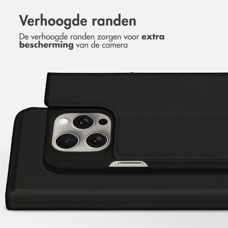 Accezz Premium Leather Slim Bookcase Apple iPhone 15 Pro Max - Zwart - Afbeelding 8