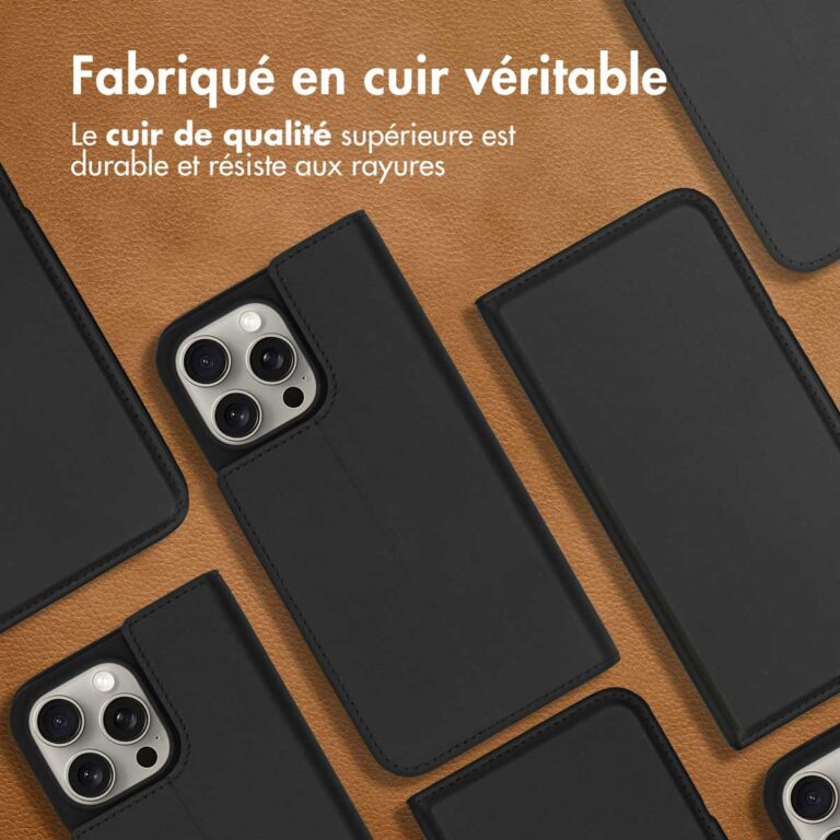 Accezz Premium Leather Slim Bookcase Apple iPhone 15 Pro Max - Zwart - Afbeelding 10
