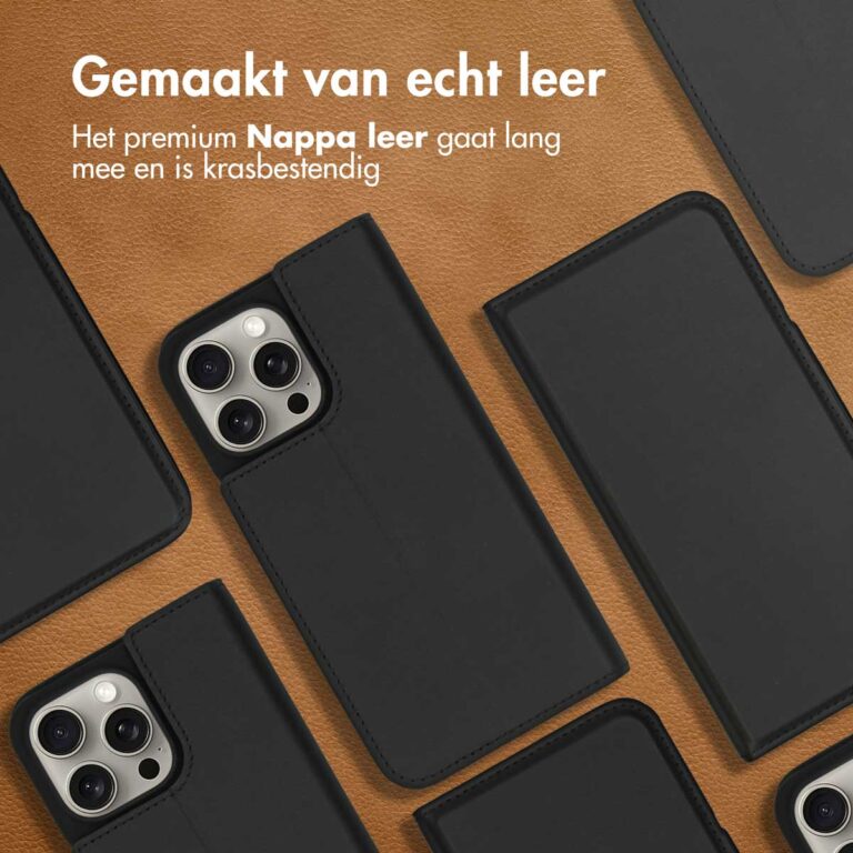 Accezz Premium Leather Slim Bookcase Apple iPhone 15 Pro Max - Zwart - Afbeelding 6
