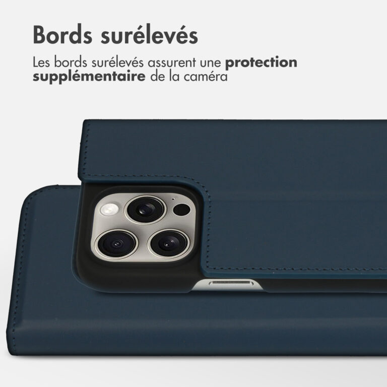 Accezz Premium Leather Slim Bookcase Apple iPhone 15 Pro Max - Donkerblauw - Afbeelding 9