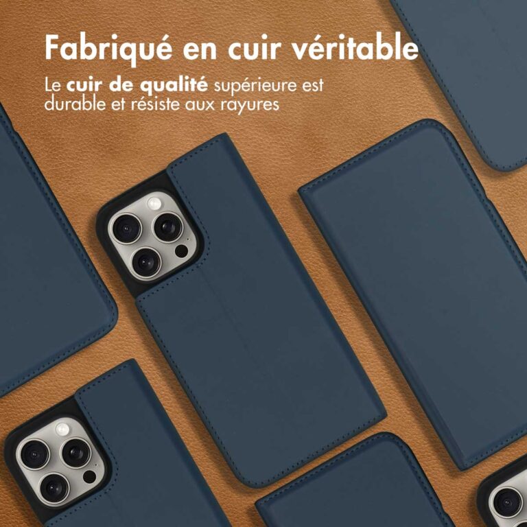 Accezz Premium Leather Slim Bookcase Apple iPhone 15 Pro Max - Donkerblauw - Afbeelding 7