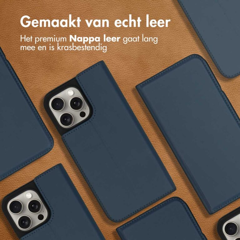 Accezz Premium Leather Slim Bookcase Apple iPhone 15 Pro Max - Donkerblauw - Afbeelding 3
