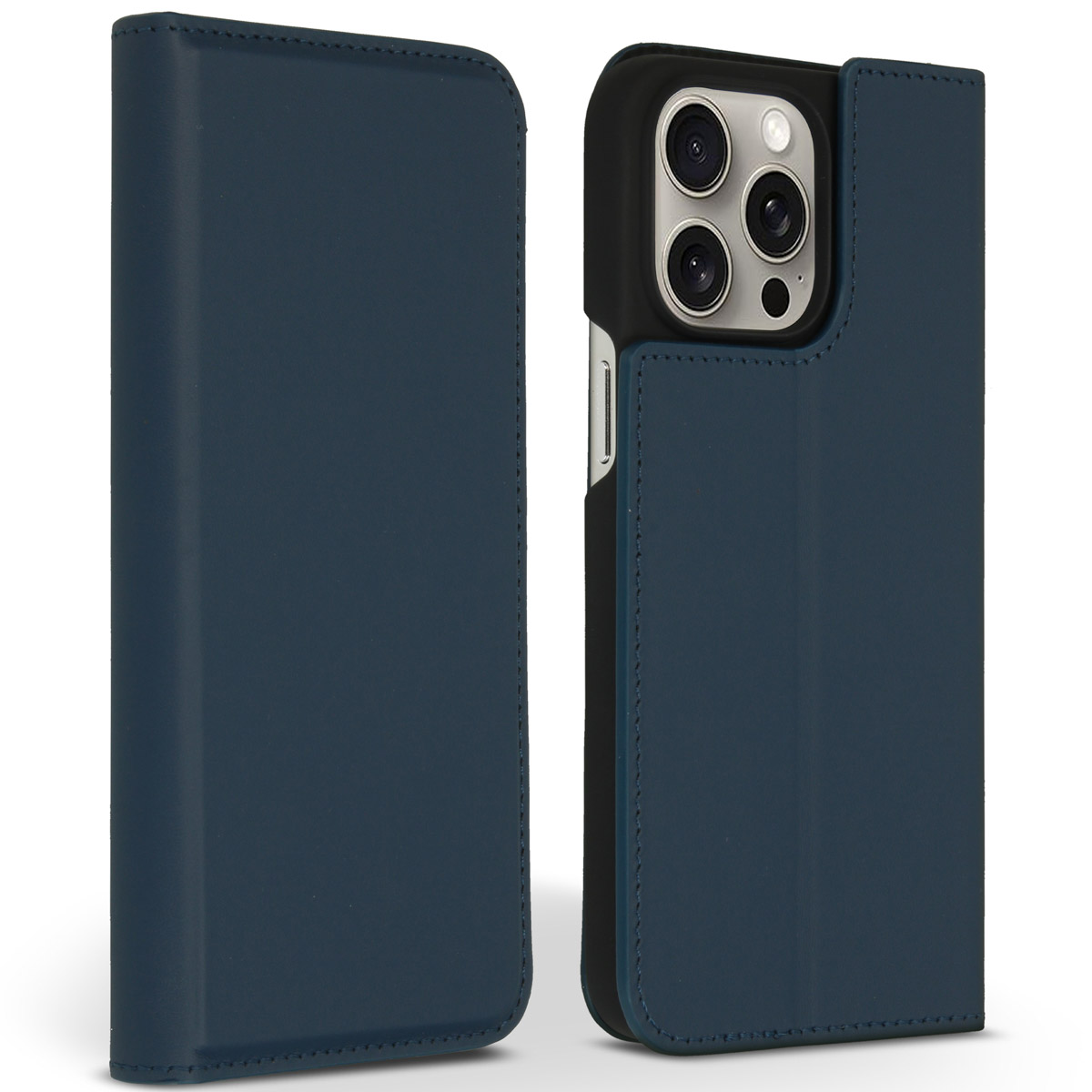 Accezz Premium Leather Slim Bookcase Apple iPhone 15 Pro Max - Donkerblauw - Afbeelding 2