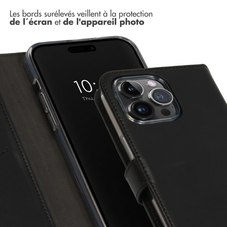 Selencia Echt Lederen Bookcase Apple iPhone 15 Pro Max - Zwart - Afbeelding 6