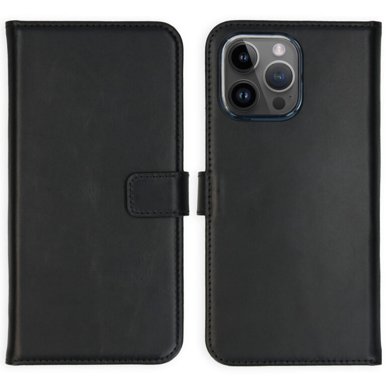 Selencia Echt Lederen Bookcase Apple iPhone 15 Pro Max - Zwart - Afbeelding 5