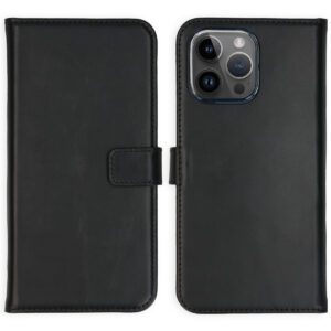Selencia Echt Lederen Bookcase Apple iPhone 15 Pro Max - Zwart
