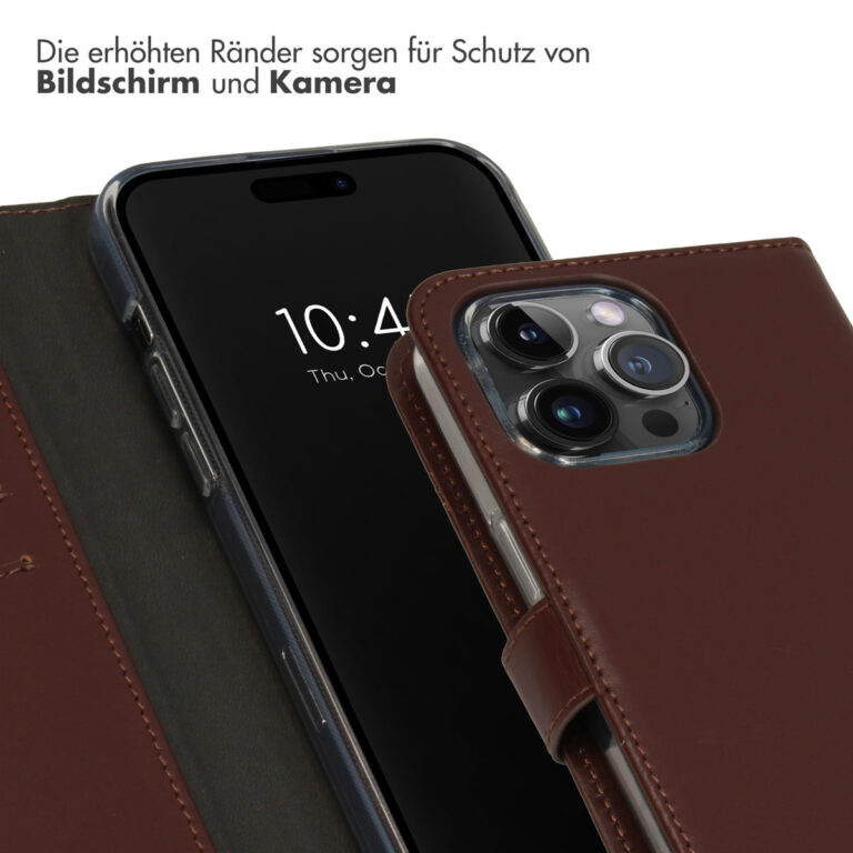 Selencia Echt Lederen Bookcase Apple iPhone 15 Pro Max - Bruin - Afbeelding 10