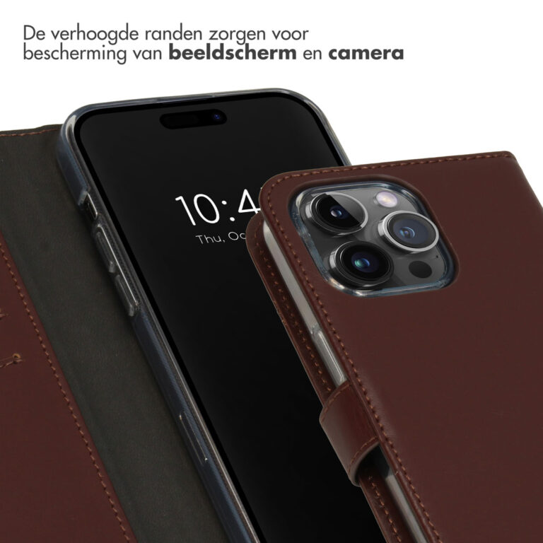Selencia Echt Lederen Bookcase Apple iPhone 15 Pro Max - Bruin - Afbeelding 2