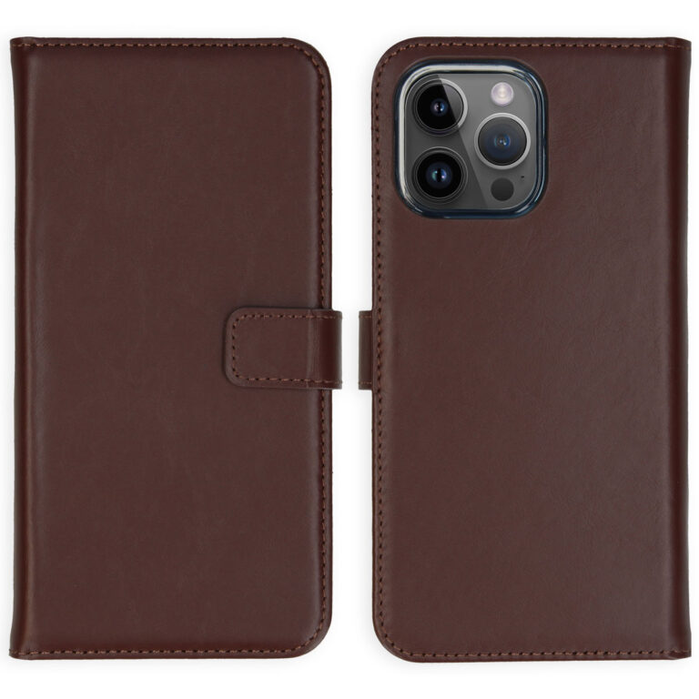 Selencia Echt Lederen Bookcase Apple iPhone 15 Pro Max - Bruin - Afbeelding 5