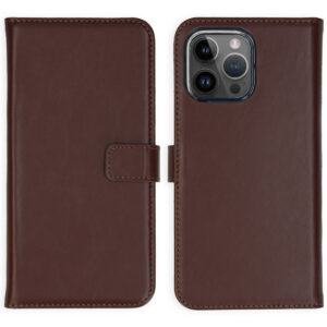 Selencia Echt Lederen Bookcase Apple iPhone 15 Pro Max - Bruin