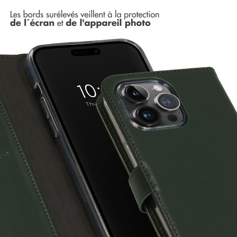 Selencia Echt Lederen Bookcase Apple iPhone 15 Pro Max - Groen - Afbeelding 6