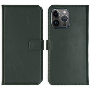 Selencia Echt Lederen Bookcase Apple iPhone 15 Pro Max - Groen