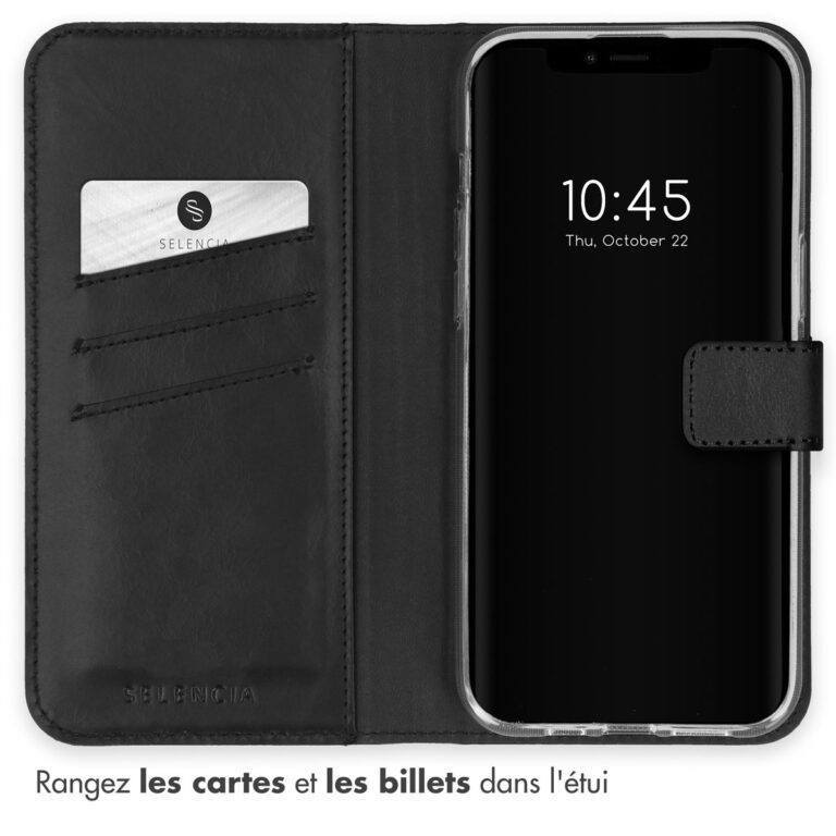 Selencia Echt Lederen Bookcase Apple iPhone 15 Plus - Zwart - Afbeelding 7