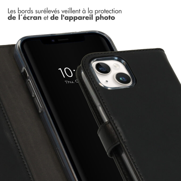 Selencia Echt Lederen Bookcase Apple iPhone 15 Plus - Zwart - Afbeelding 6