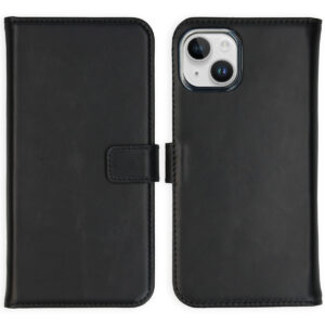 Selencia Echt Lederen Bookcase Apple iPhone 15 Plus - Zwart