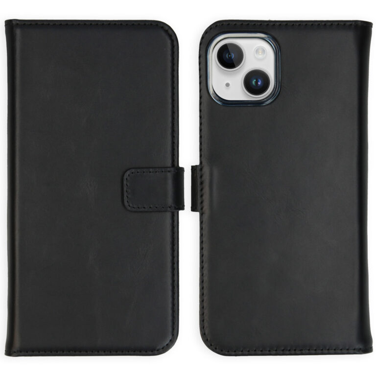 Selencia Echt Lederen Bookcase Apple iPhone 15 Plus - Zwart