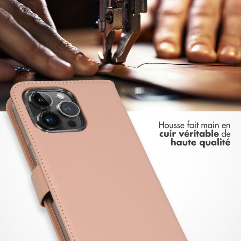 Selencia Echt Lederen Bookcase Apple iPhone 15 Pro Max - Dusty Pink - Afbeelding 2