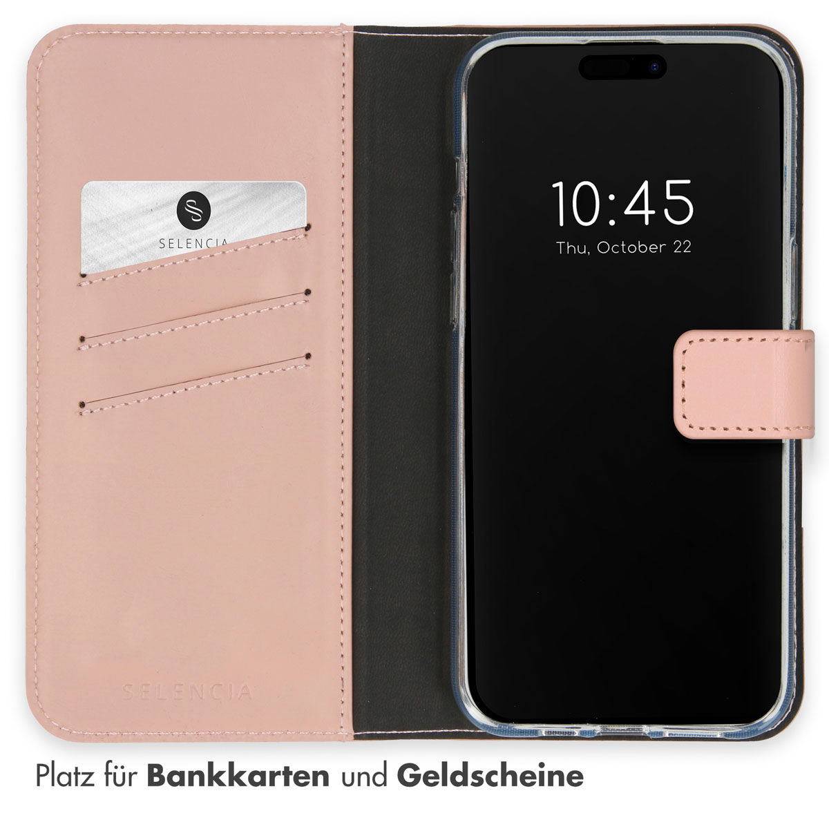 Selencia Echt Leren Bookcase Apple iPhone 15 Pro Max - Dusty Pink - Afbeelding 3
