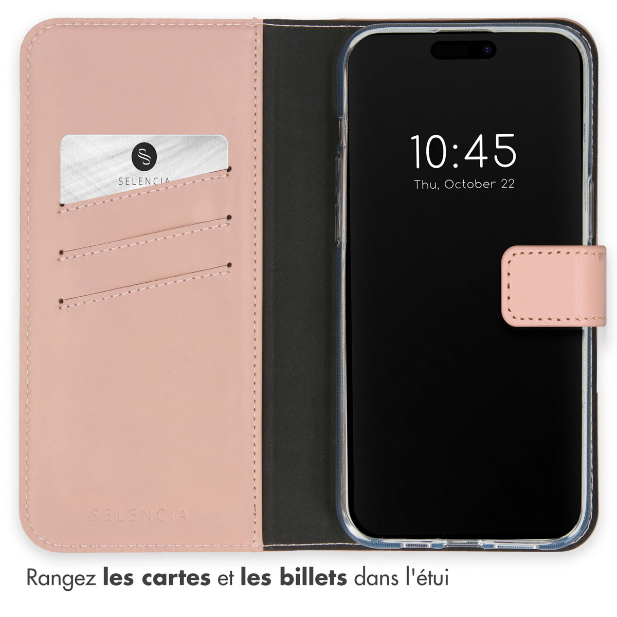 Selencia Echt Leren Bookcase Apple iPhone 15 Pro Max - Dusty Pink - Afbeelding 10