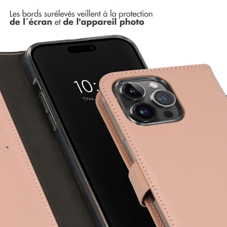 Selencia Echt Lederen Bookcase Apple iPhone 15 Pro Max - Dusty Pink - Afbeelding 9