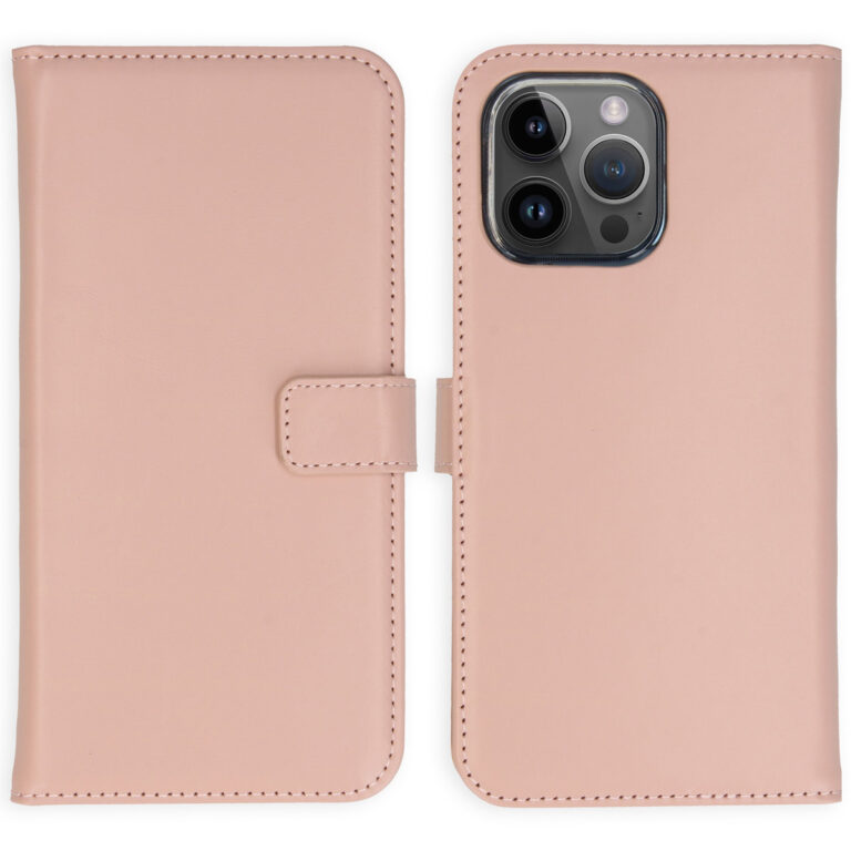 Selencia Echt Lederen Bookcase Apple iPhone 15 Pro Max - Dusty Pink - Afbeelding 5