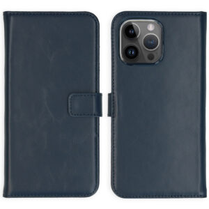 Selencia Echt Lederen Bookcase Apple iPhone 15 Pro Max - Blauw
