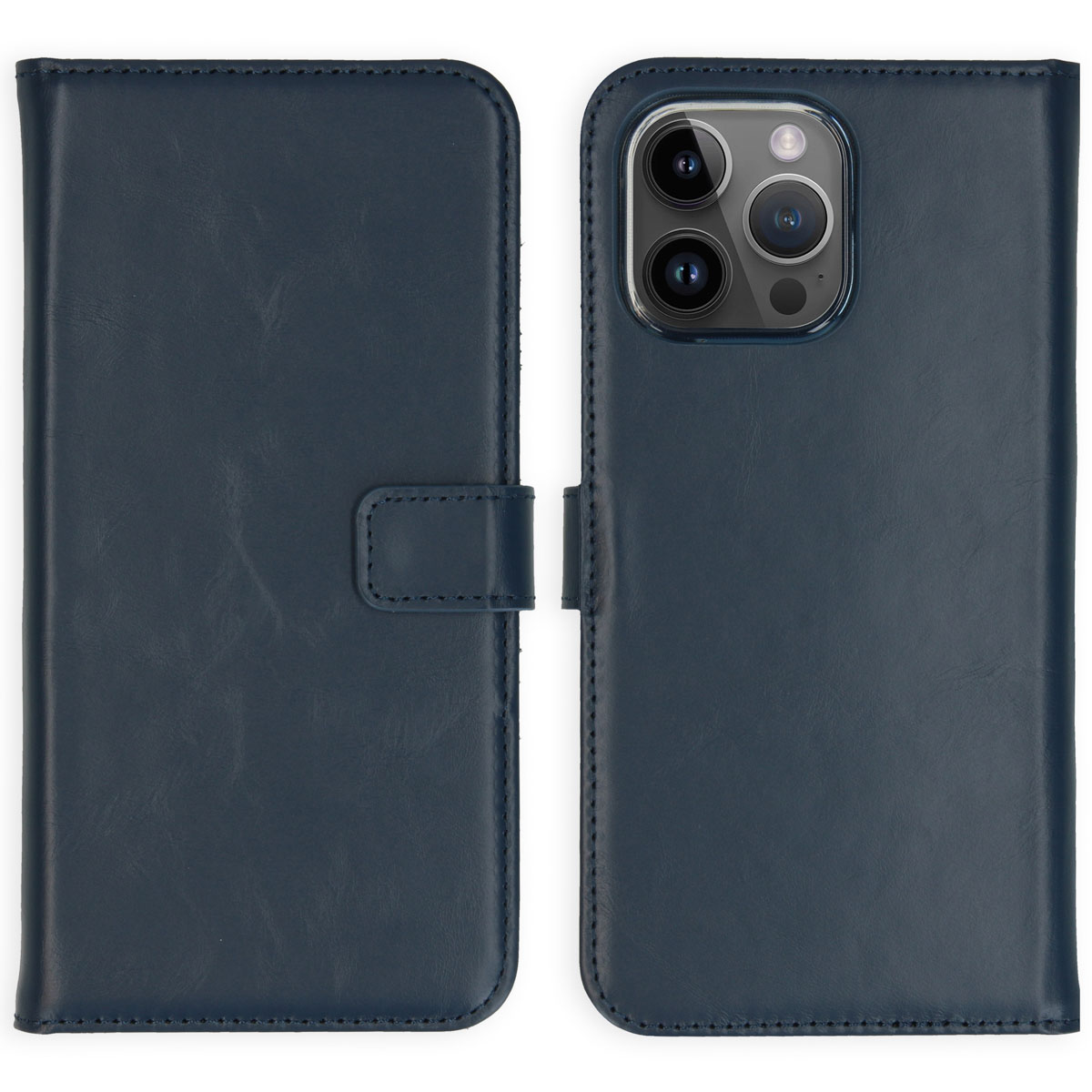 Selencia Echt Lederen Bookcase Apple iPhone 15 Pro Max – Blauw