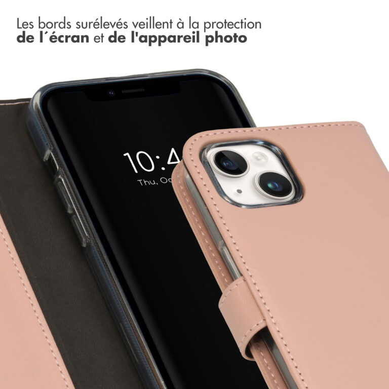 Selencia Echt Lederen Bookcase Apple iPhone 15 - Dusty Pink - Afbeelding 7
