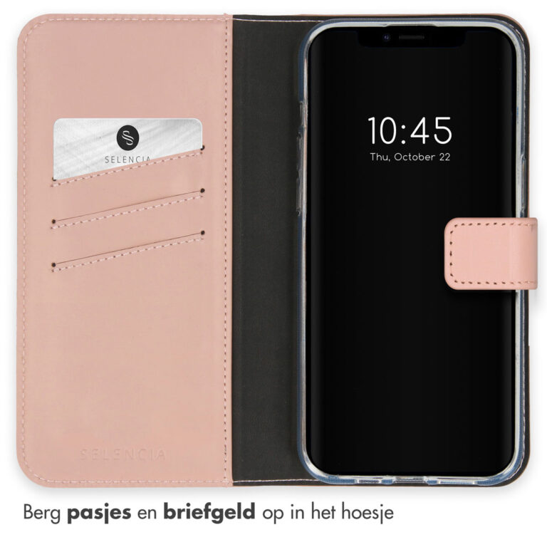 Selencia Echt Lederen Bookcase Apple iPhone 15 - Dusty Pink - Afbeelding 3