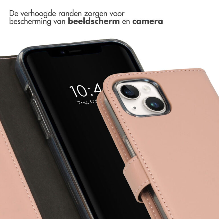 Selencia Echt Lederen Bookcase Apple iPhone 15 - Dusty Pink - Afbeelding 2