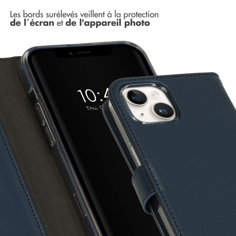 Selencia Echt Lederen Bookcase Apple iPhone 15 - Blauw - Afbeelding 7