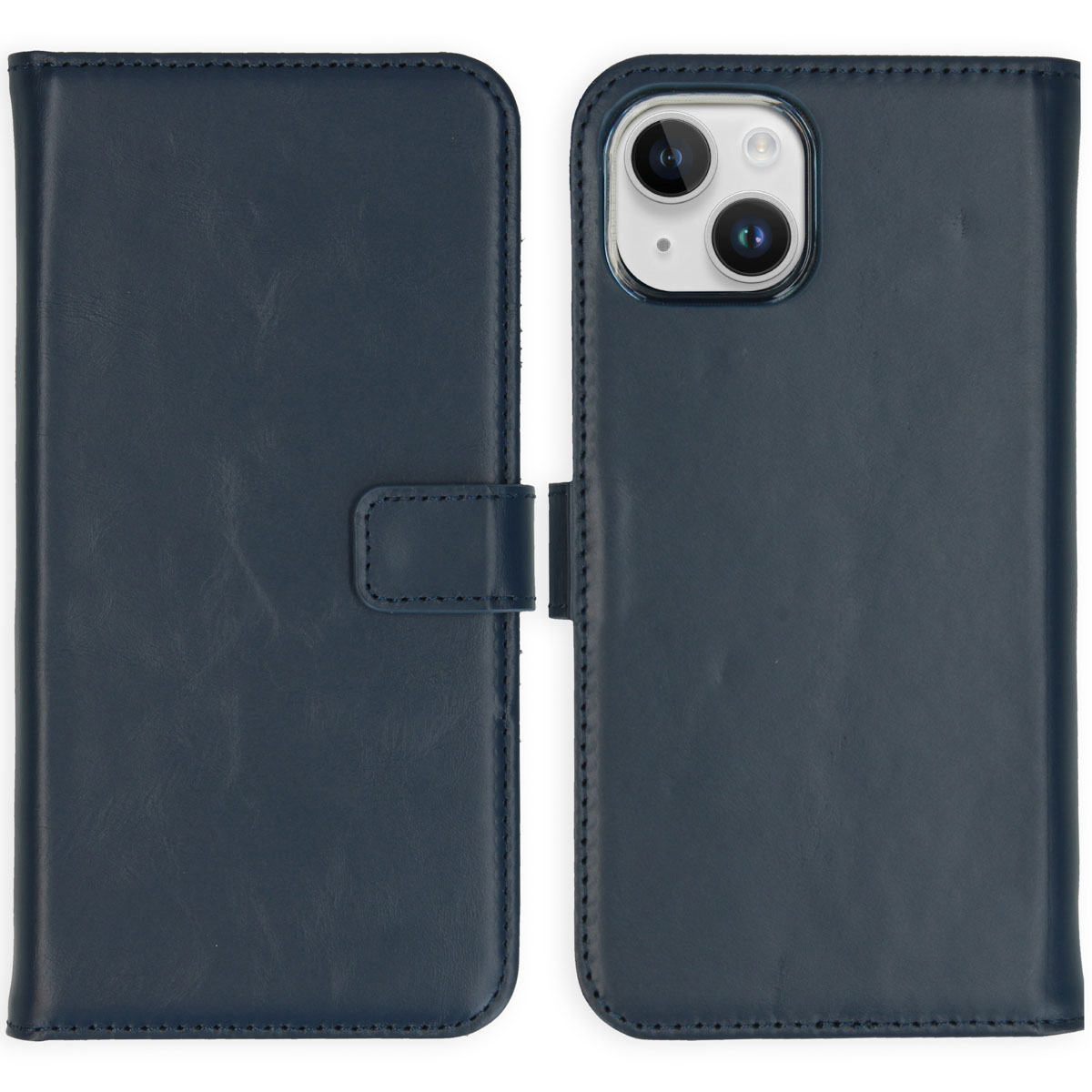 Selencia Echt Lederen Bookcase Apple iPhone 15 – Blauw